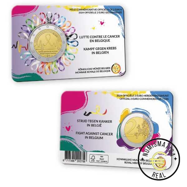 BELGICA 2024 2 EUROS CONMEMORATIVA BU - LUCHA CONTRA EL CANCER EN BELGICA - EN COINCARD - BNC. - Imagen 2