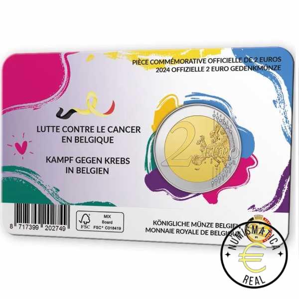 BELGICA 2024 2 EUROS CONMEMORATIVA BU - LUCHA CONTRA EL CANCER EN BELGICA - EN COINCARD - BNC. - Imagen 6