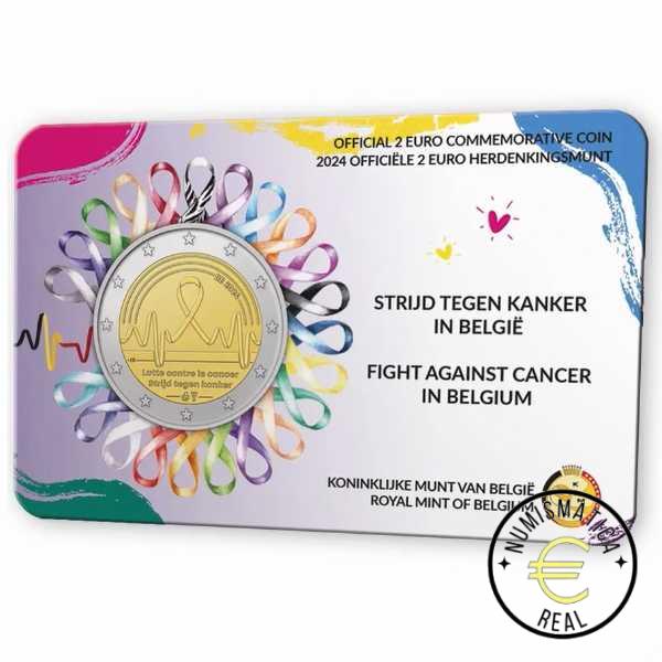 BELGICA 2024 2 EUROS CONMEMORATIVA BU - LUCHA CONTRA EL CANCER EN BELGICA - EN COINCARD - BNC. - Imagen 5