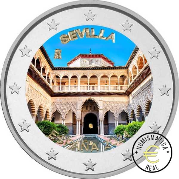 ESPAÑA 2024 2 EUROS CONMEMORATIVA UNC "CATEDRAL, ALCAZAR Y ARCHIVO DE INDIAS DE CIUDAD DE SEVILLA" EN COLOR S/C.