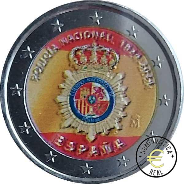ESPAÑA 2024 2 EUROS CONMEMORATIVA UNC "200º ANIV. DE LA POLICIA NACIONAL" EN COLOR S/C.