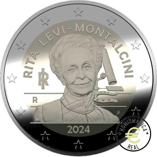 ITALIA 2024 2 EUROS CONMEMORATIVA PROOF "RITA LEVI-MONTALCINI" PP EN ESTUCHE. - Imagen 2