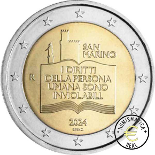 SAN MARINO 2024 2 EUROS CONMEMORATIVA BU - 50º ANIVERSARIO DERECHOS JURIDICOS DE LOS CIUDADANOS - EN CARTERA OFICIAL. - Imagen 3