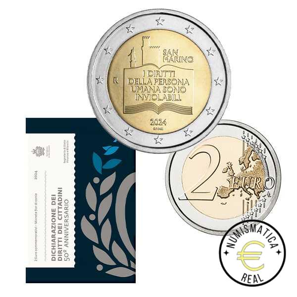 SAN MARINO 2024 2 EUROS CONMEMORATIVA BU - 50º ANIVERSARIO DERECHOS JURIDICOS DE LOS CIUDADANOS - EN CARTERA OFICIAL. - Imagen 2