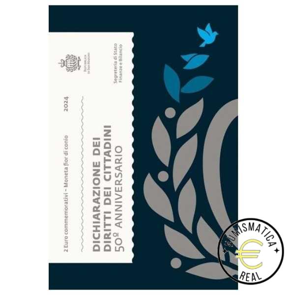 SAN MARINO 2024 2 EUROS CONMEMORATIVA BU - 50º ANIVERSARIO DERECHOS JURIDICOS DE LOS CIUDADANOS - EN CARTERA OFICIAL.