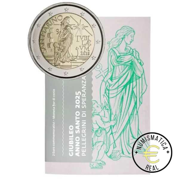 SAN MARINO 2025 2 EUROS CONMEMORATIVA BU - AÑO SANTO JUBILAR 2025 - PEREGRINOS DE LA ESPERANZA - EN CARTERA OFICIAL.