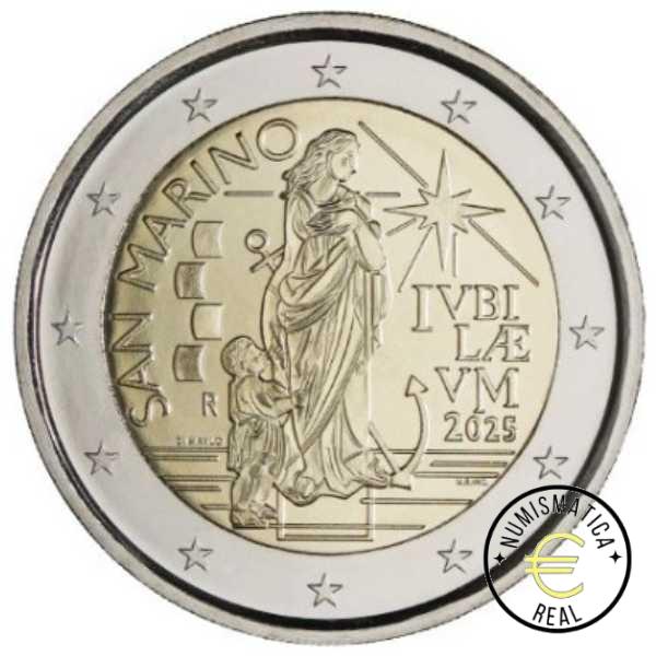 SAN MARINO 2025 2 EUROS CONMEMORATIVA BU - AÑO SANTO JUBILAR 2025 - PEREGRINOS DE LA ESPERANZA - EN CARTERA OFICIAL. - Imagen 3