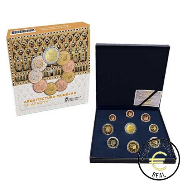 ESPAÑA 2020 8 VALORES + CONMEMORATIVAS 2 EUROS PROOF - TOTAL 9 MONEDAS "ARQUITECTURA MUDEJAR DE ARAGON" BE - EUROSET PP.