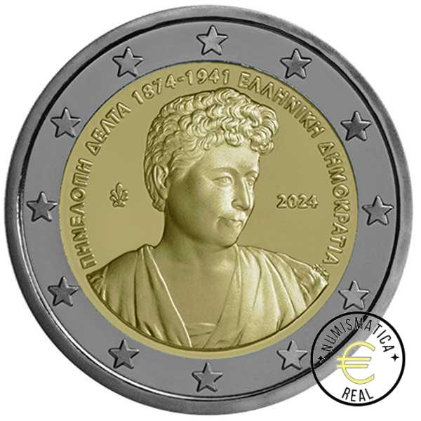 GRECIA 2024 2 EUROS CONMEMORATIVA UNC - 150 AÑOS DEL NACIMIENTO DE PENELOPE DELTA - S/C.