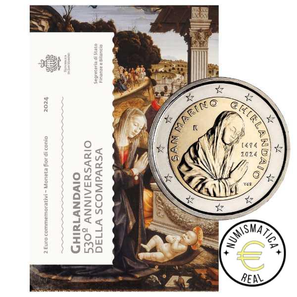 SAN MARINO 2024 2 EUROS CONMEMORATIVA BU - 530º ANIVERSARIO DE GHIRLANDAIO - EN CARTERA OFICIAL.
