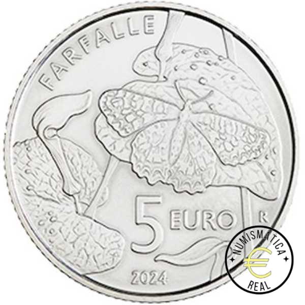 SAN MARINO 2024 CARTERA 9 VALORES KMS CALIDAD BU - DE 1 CENT A 2 EUROS + 5 EUROS DE PLATA "MARIPOSA" - EN CARTERA OFICIAL - EUROSET. - Imagen 4