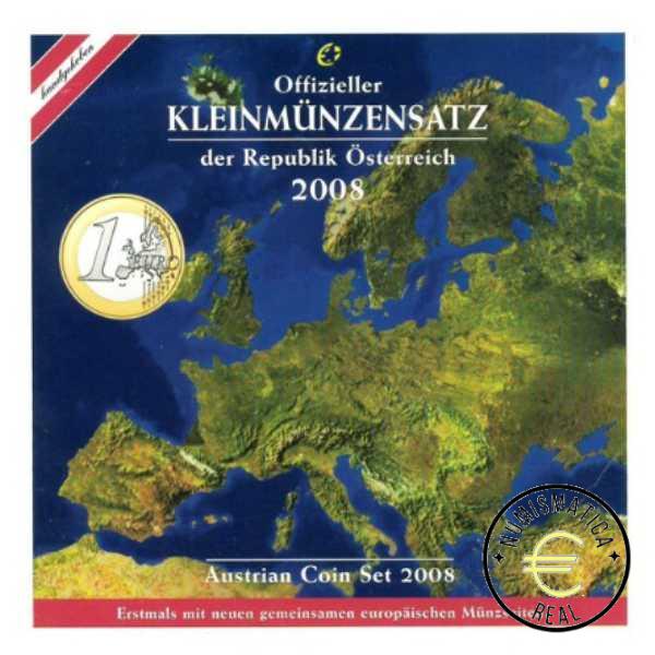 AUSTRIA 2008 CARTERA 8 VALORES KMS CALIDAD BU - DE 1 CENT A 2 EUROS - EN CARTERA OFICIAL - EUROSET.