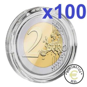 CAPSULA TRANSPARENTE PARA 2 EUROS LEUCHTTURM - 26 Ø MM - 100 UNIDAD PARA MONEDAS 2 EUROS.