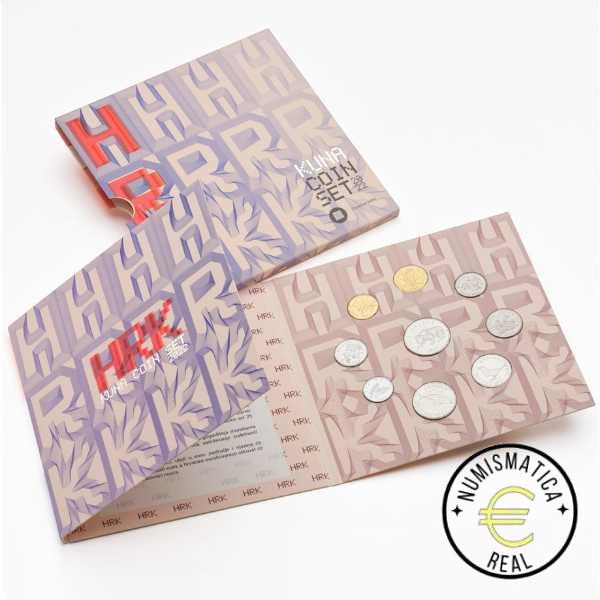 CROACIA 2022 CARTERA 9 VALORES KMS CALIDAD BU - DE 1 LIPA (LP) A 5 KUNA (HRK) - "ADIOS KUNA" EN CARTERA OFICIAL.