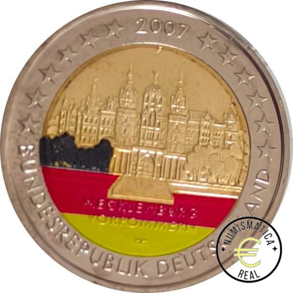 ALEMANIA 2007 2 EUROS CONMEMORATIVA UNC -"CASTILLO DE SCHWERIN"- EN COLOR S/C.