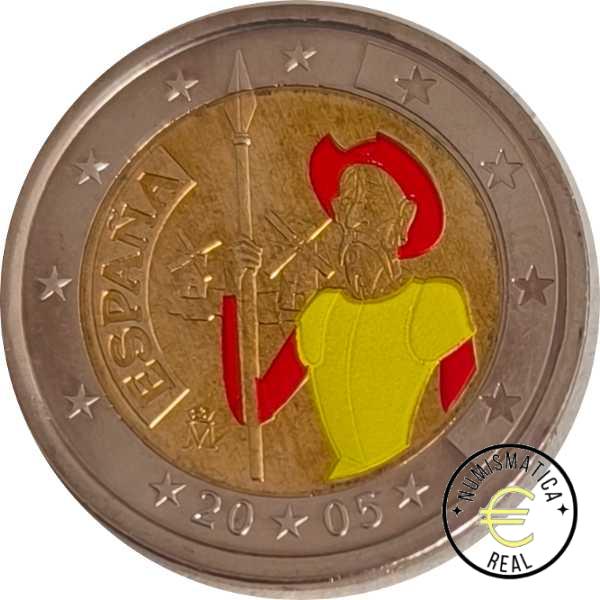 ESPAÑA 2005 2 EUROS CONMEMORATIVA UNC - DON QUIJOTE - EN COLOR S/C.