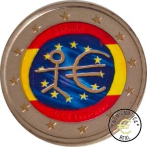 ESPAÑA 2009 2 EUROS CONMEMORATIVA UNC - 10 ANIV. DE LA UNION EUROPEA - EMU - EN COLOR S/C.