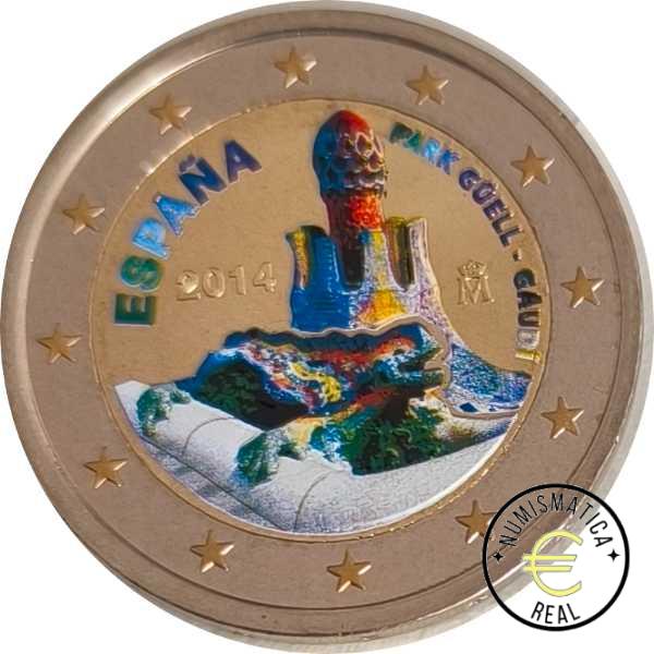 ESPAÑA 2014 2 EUROS CONMEMORATIVA UNC - PARK GUELL DE GAUDI - EN COLOR S/C.