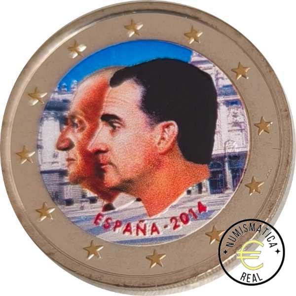 ESPAÑA 2014 2 EUROS CONMEMORATIVA UNC - PROCLAMACION FELIPE VI - EN COLOR S/C.