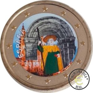 ESPAÑA 2018 2 EUROS CONMEMORATIVA UNC - CASCO ANTIGUO DE SANTIAGO DE COMPOSTELA - EN COLOR S/C.