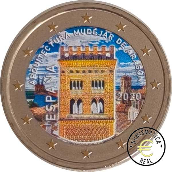 ESPAÑA 2020 2 EUROS CONMEMORATIVA UNC - ARQUITECTURA MUDEJAR DE ARAGON - EN COLOR S/C.