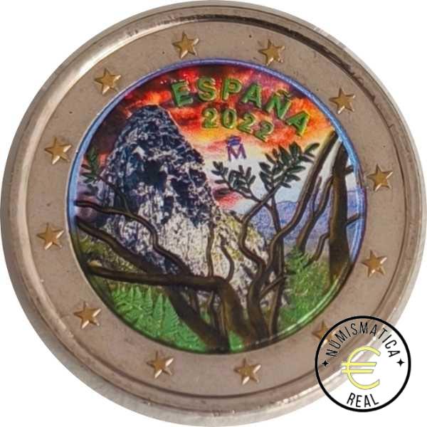 ESPAÑA 2022 2 EUROS CONMEMORATIVA UNC "PARQUE NACIONAL DE GARAJONAY" EN COLOR S/C.