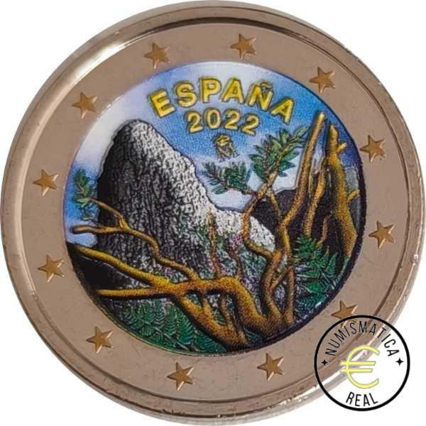 ESPAÑA 2022 2 EUROS CONMEMORATIVA UNC "PARQUE NACIONAL DE GARAJONAY" EN COLOR D2 S/C.