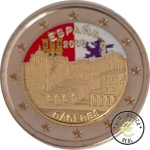 ESPAÑA 2023 2 EUROS CONMEMORATIVA UNC "CIUDAD VIEJA DE CACERES" EN COLOR S/C.