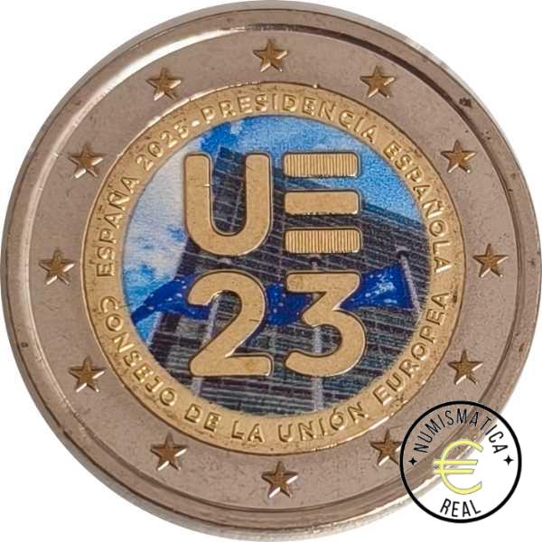 ESPAÑA 2023 2 EUROS CONMEMORATIVA UNC "PRESIDENCIA UNION EUROPEA" EN COLOR S/C.