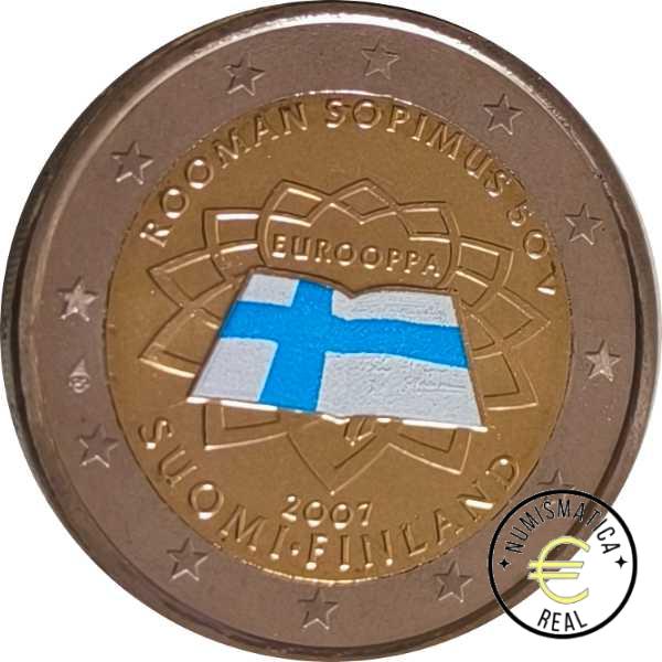 FINLANDIA 2007 2 EUROS CONMEMORATIVA UNC -TRARADO DE ROMA - EN COLOR S/C.