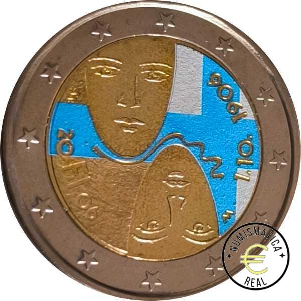 FINLANDIA 2006 2 EUROS CONMEMORATIVA UNC - 100 ANV. SUFRAGIO UNIVERSAL E IGUALITARIO - EN COLOR S/C.