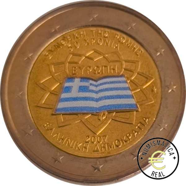 GRECIA 2007 2 EUROS CONMEMORATIVA UNC -TRARADO DE ROMA - EN COLOR S/C.