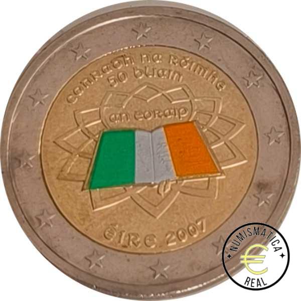 IRLANDA 2007 2 EUROS CONMEMORATIVA UNC -TRARADO DE ROMA - EN COLOR S/C.