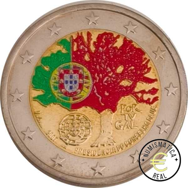 PORTUGAL 2007 2 EUROS CONMEMORATIVA UNC - PRESIDENCIA DE PORTUGAL EN LA UNION EUROPEA - EN COLOR S/C.
