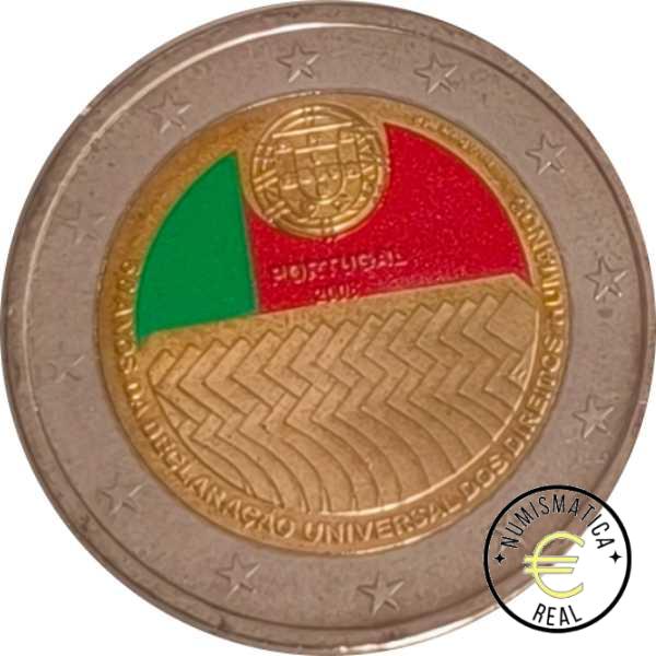 PORTUGAL 2008 2 EUROS CONMEMORATIVA UNC -“60º ANV. DRECHOS HUMANOS”- EN COLOR S/C.
