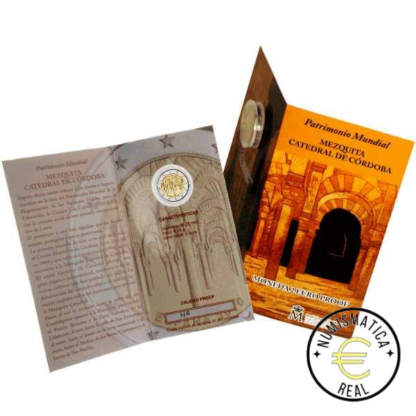 ESPAÑA 2010 2 EUROS CONMEMORATIVA PROOF - PATRIMONIO UNESCO "MEZQUITA DE CORDOBA" BE - CARTERA OFICIAL PP.