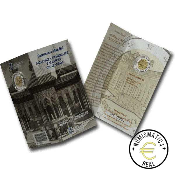 ESPAÑA 2011 2 EUROS CONMEMORATIVA PROOF - PATRIMONIO UNESCO "ALHAMBRA DE GRANADA" BE - CARTERA OFICIAL PP.