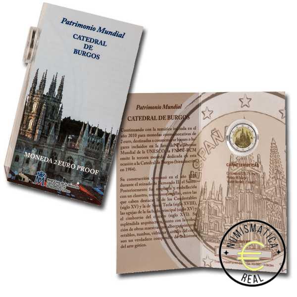 ESPAÑA 2012 2 EUROS CONMEMORATIVA PROOF - PATRIMONIO UNESCO "CATEDRAL DE BURGOS" BE - CARTERA OFICIAL PP.