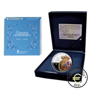 ESPAÑA 2024 10 EUROS PROOF – "X ANIVERSARIO DE S.M. REY DON FELIPE VI 2014” BE – PP.