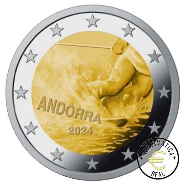 ANDORRA 2024 2 EUROS CONMEMORATIVA BU - CENTENARIO DEL ESQUI EN ANDORRA - EN COINCARD - BU. - Imagen 3