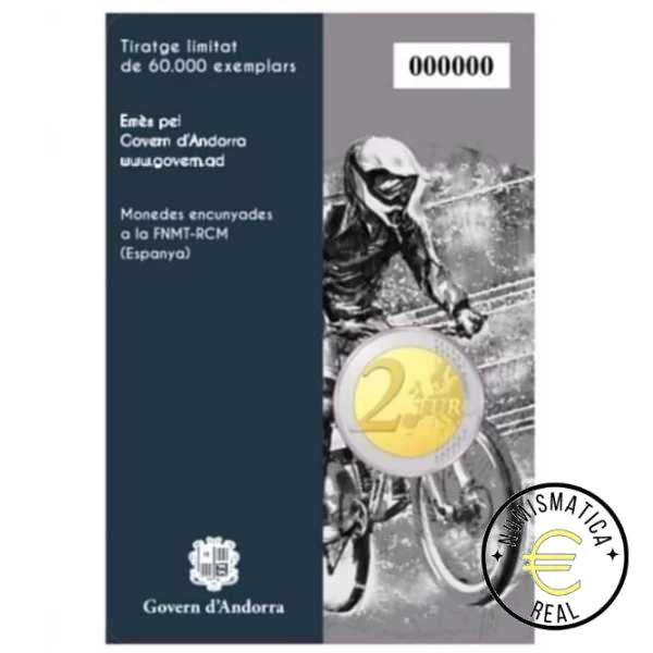 ANDORRA 2024 2 EUROS CONMEMORATIVA BU - CAMPEONATO DE CICLISMO DE MONTAÑA - EN COINCARD - BU. - Imagen 2