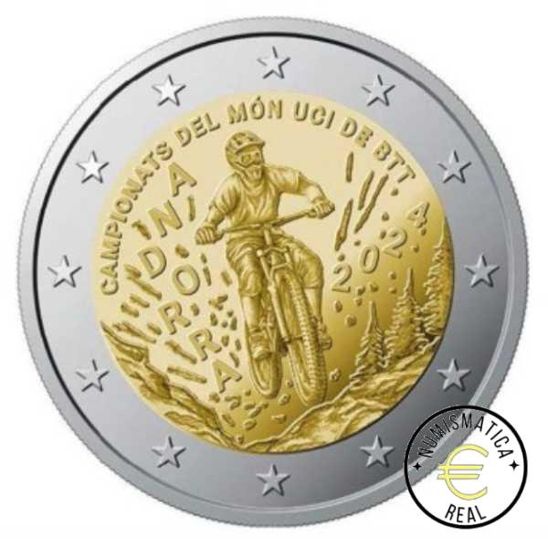 ANDORRA 2024 2 EUROS CONMEMORATIVA BU - CAMPEONATO DE CICLISMO DE MONTAÑA - EN COINCARD - BU. - Imagen 3