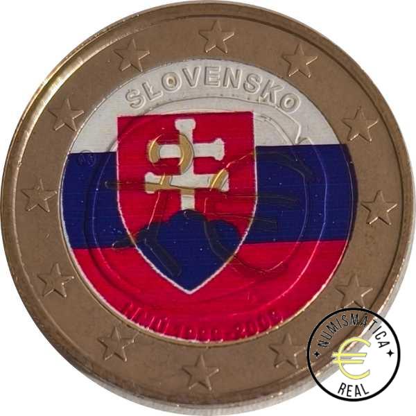 ESLOVAQUIA 2009 2 EUROS CONMEMORATIVA UNC - 10 ANIV. DE LA UNION EUROPEA - EMU - EN COLOR S/C.