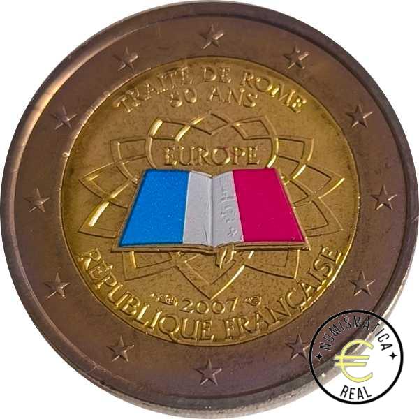 FRANCIA 2007 2 EUROS CONMEMORATIVA UNC -TRARADO DE ROMA - EN COLOR S/C.