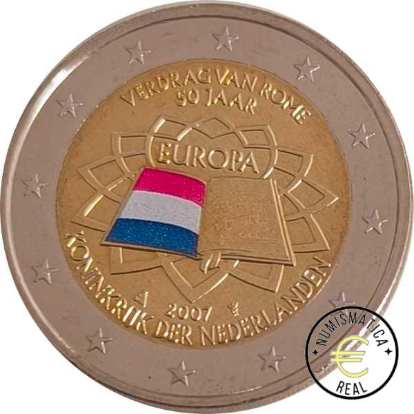 HOLANDA 2007 2 EUROS CONMEMORATIVA UNC -TRARADO DE ROMA - EN COLOR S/C.