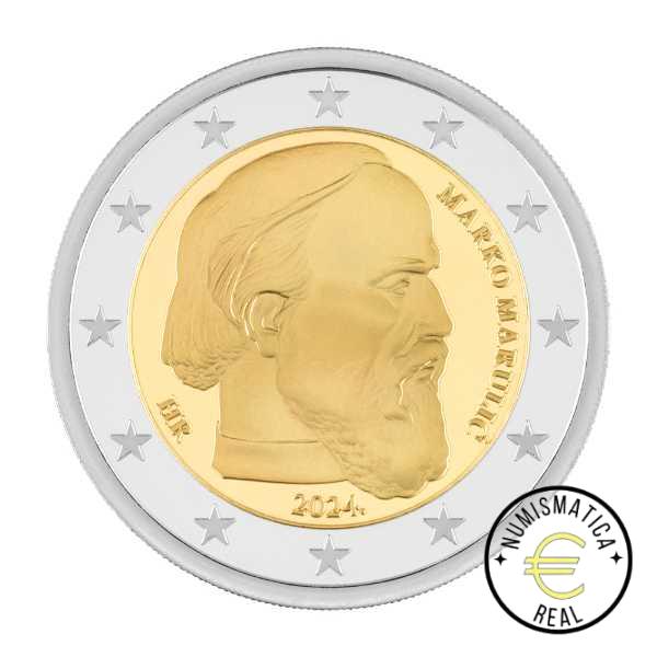 CROACIA 2024 2 EUROS CONMEMORATIVA UNC - MARKO MARULIC (EN COINCARD) BU - S/C. - Imagen 3