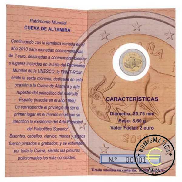 ESPAÑA 2015 2 EUROS CONMEMORATIVA PROOF - "CAVERNA DE ALTAMIRA" BE - CARTERA OFICIAL PP. - Imagen 3