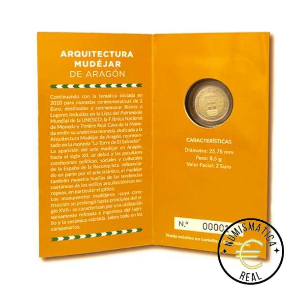 ESPAÑA 2020 2 EUROS CONMEMORATIVA PROOF - PATRIMONIO UNESCO "ARQUITECTURA MUDEJAR DE ARAGON" BE - CARTERA OFICIAL PP. - Imagen 2