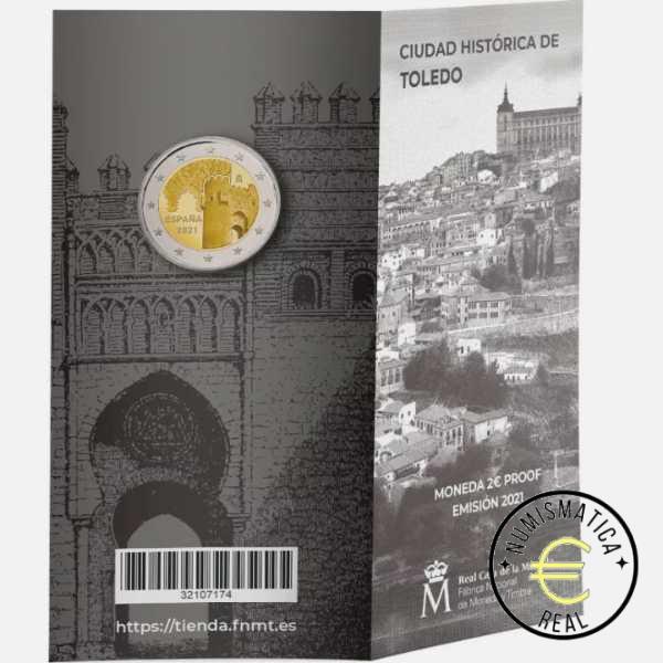 ESPAÑA 2021 2 EUROS CONMEMORATIVA PROOF - PATRIMONIO UNESCO "CIUDAD HISTORICA DE TOLEDO" BE - CARTERA OFICIAL PP.
