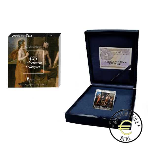 ESPAÑA 2024 10 EUROS PROOF - ONZA MONEDA DE PLATA COLOR "425 ANIV VELÁZQUEZ - FRAGUA VULCANO" BE - PP.